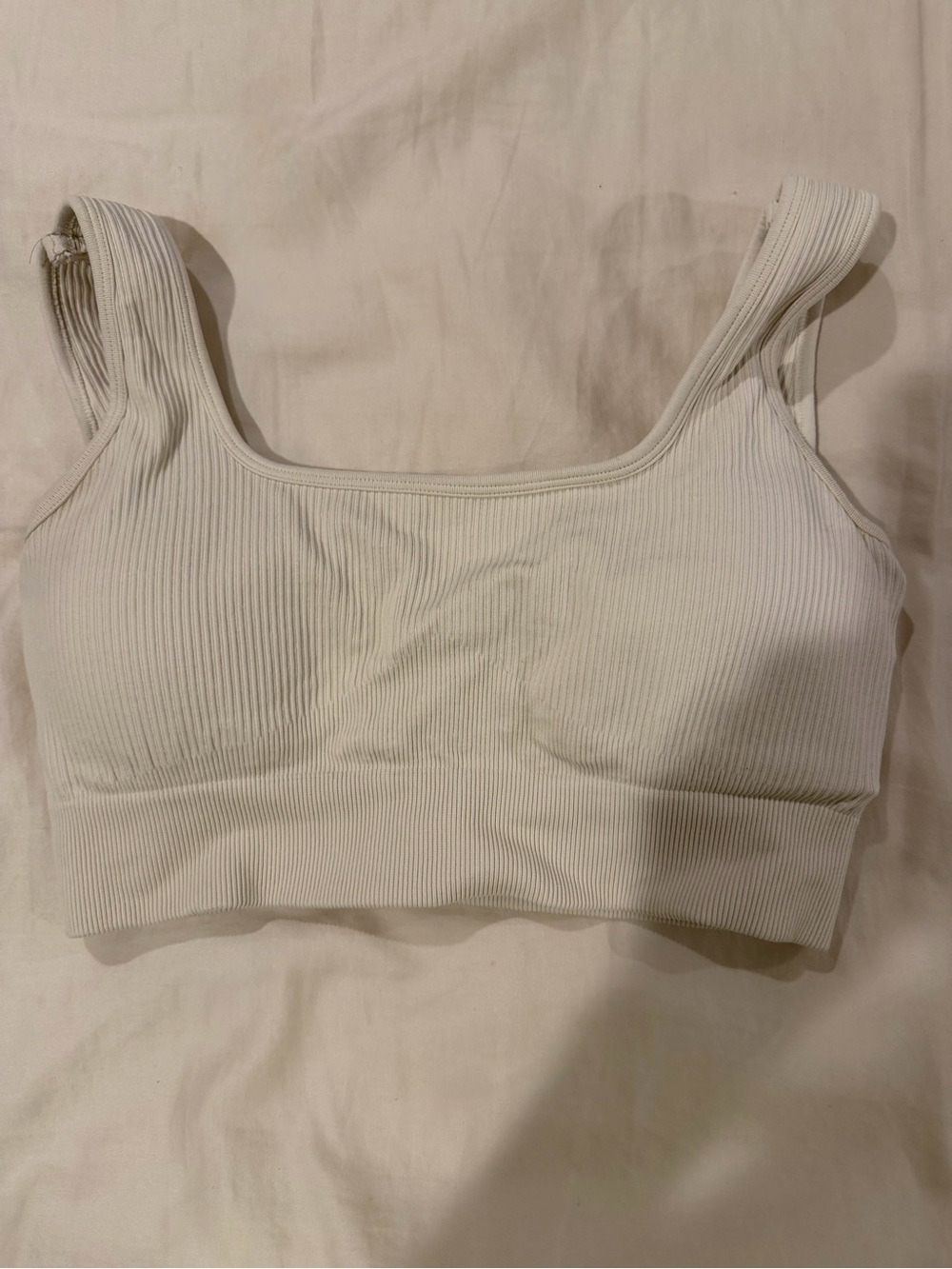 Ribbed Seamless Scoop Neck Bralette - White